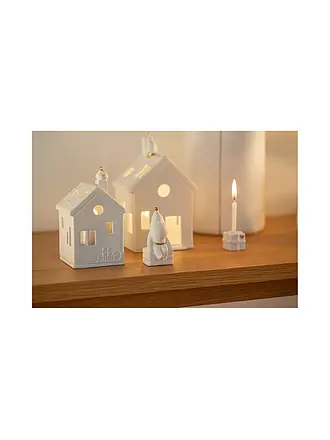 RAEDER | Weihnachts Porzellanfigur Santa  Packt Geschenke | weiss